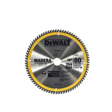 DWA03130 - DISCO DE SIERRA, 10 PULG, 80 DIENTES, PARA MADERA