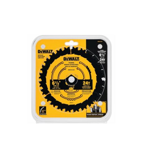 DWA161224 - DISCO DE SIERRA, 6-1/2 PULG, EJE 5/8 PULG, 24 DIENTES DE CARBURO