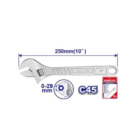 EAWH131022 - LLAVE AJUSTABLE / CANGREJO CROMADO 10 PULGADAS