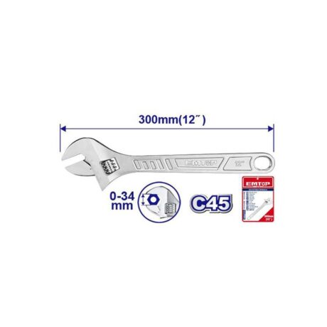 EAWH131222 - LLAVE AJUSTABLE / CANGREJO CROMADO 12 PULGADAS