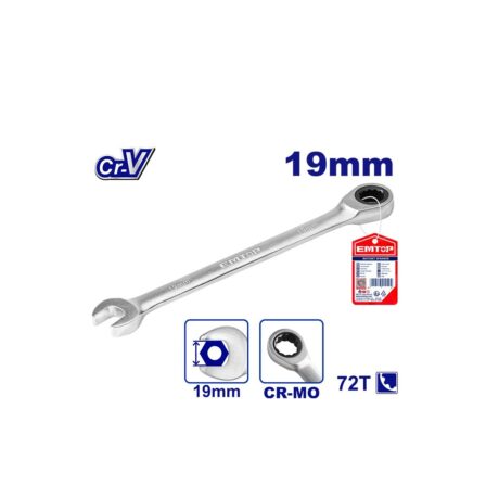 ECSPAR191 - LLAVE DE COLA CON RATCH DE 19 MILIMETROS, 12 PUNTOS