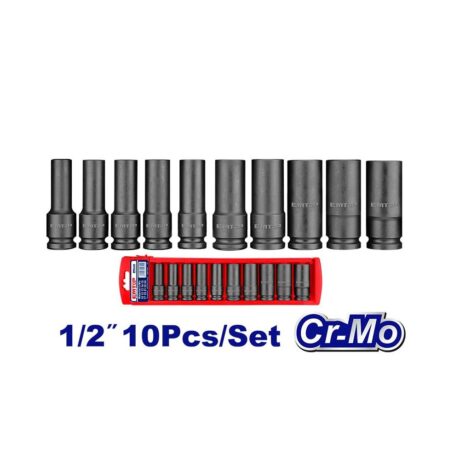 EMSS12102L - SET DE 10 COPAS DE IMPACTO DE PROFUNDIDAD, RAIZ DE 1/2 PULG