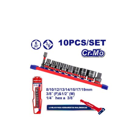 EMSSD38104 - SET 10 PIEZAS DE IMPACTO, RAIZ 3/8 PULG
