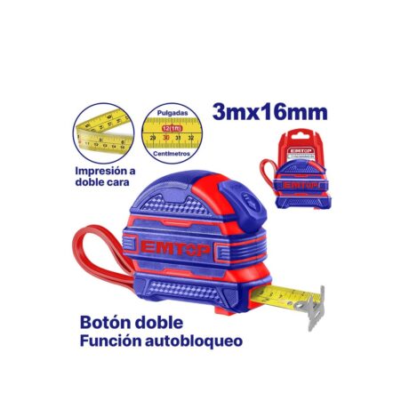 EMTP2316 - CINTA METRICA CON HOJA DE ACERO, 3 METROS X 16MM