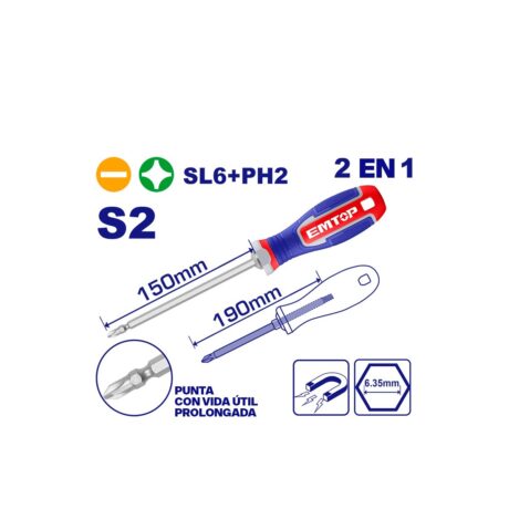 ESDRH2061 - DESTORNILLADOR 2 EN 1, PUNTA INTERCAMBIABLE DE 6 PULG