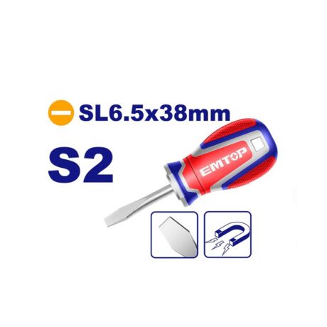 ESDSL6038 - DESTORNILLADOR CORTO PUNTA MAGNETICA PLANA 6.5 MM