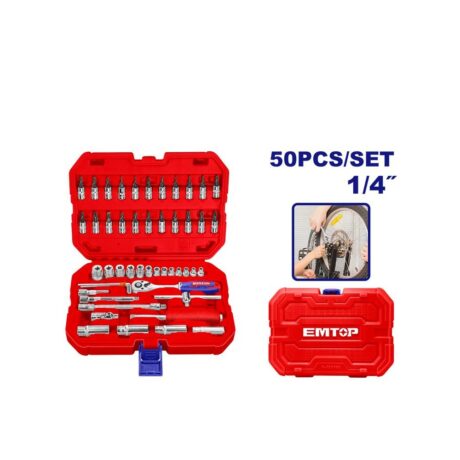 ESKT14501 - JUEGO DE COPAS 50 PIEZAS MILIMETRICO, RATCH 1/4