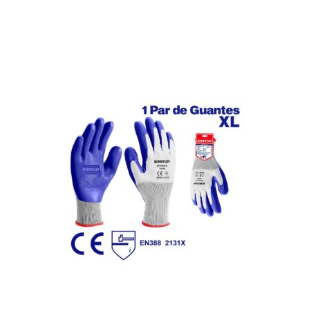 EXGV0201XL - GUANTES DE LATEX CON REVESTIMIENTO DE POLIESTER TALLA XL