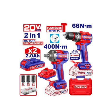 ULCKL20275 - COMBO BARRENO/TALADRO PERCUTOR 1/2 Y LLAVE DE IMPACTO 1/2