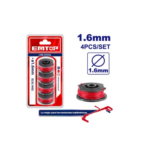 ELSL1602 - SET 4 CARRETES DE HILO 1.6MM, LARGO 5 METROS