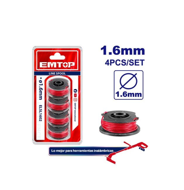 ELSL1602 - SET 4 CARRETES DE HILO 1.6MM, LARGO 5 METROS
