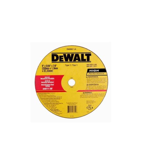 DW8067-LA - DISCO ABRASIVO, PLANO, 9 X 5/64 X 7/8 PULG, CORTAR METAL