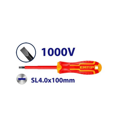 ESDRJ4100 - DESTORNILLADOR AISLADO, PLANO, 4 PULG, 4 MM, 1,000 VOLTIOS