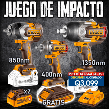 UCOSLI250386 - COM,BO DE 3 LLAVES DE IMPACTO INGCO, 400NM, 850NM, 1350NM