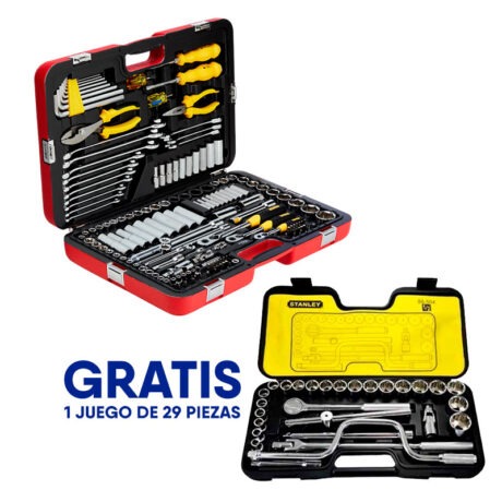 [R99-150LA-86-504] - JUEGO 150 HERRAMIENTAS MECANICAS RACING, COPAS, LLAVES, ALICATES, ADAPTADORES, GRATIS JUEGO DE COPAS MM 86-504. STANLEY