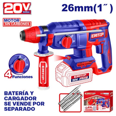 [ELRH26208] - ROTOMARTILLO INALAMBRICO 20V. SDS PLUS, BRUSHLESS EMTOP